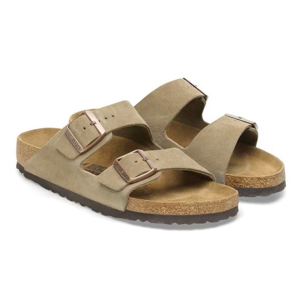 Birkenstock Arizona VL Suede Leather - Taupe Wide Unisex Sandal Hard Footbed - Picture 4 of 6